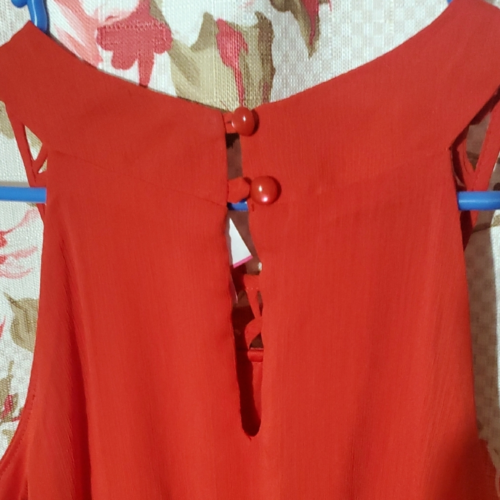 No Boundaries Sleeveles Hankerchief Hem Red Medium 7-9 Dress - Picture 7 of 7